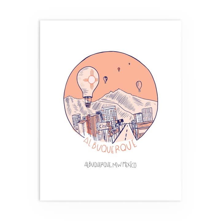 Impressão artística de Albuquerque, Novo México por atacado de Tuxberry & Whit