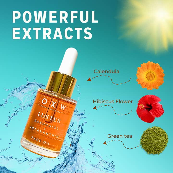 OXW Beauty – wholesale Facial oil – Luster Bakuchiol + Astaxanthin Face Oil Retinol Alternative
