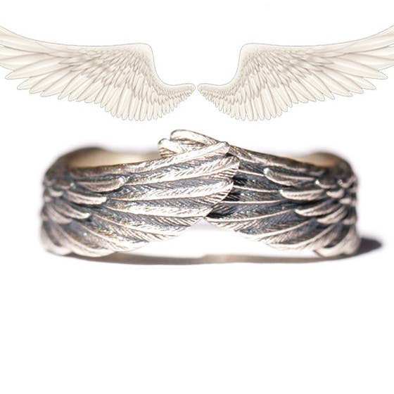 Bague ouverte vintage ailes d'ange pour la vente par Tourtiwi