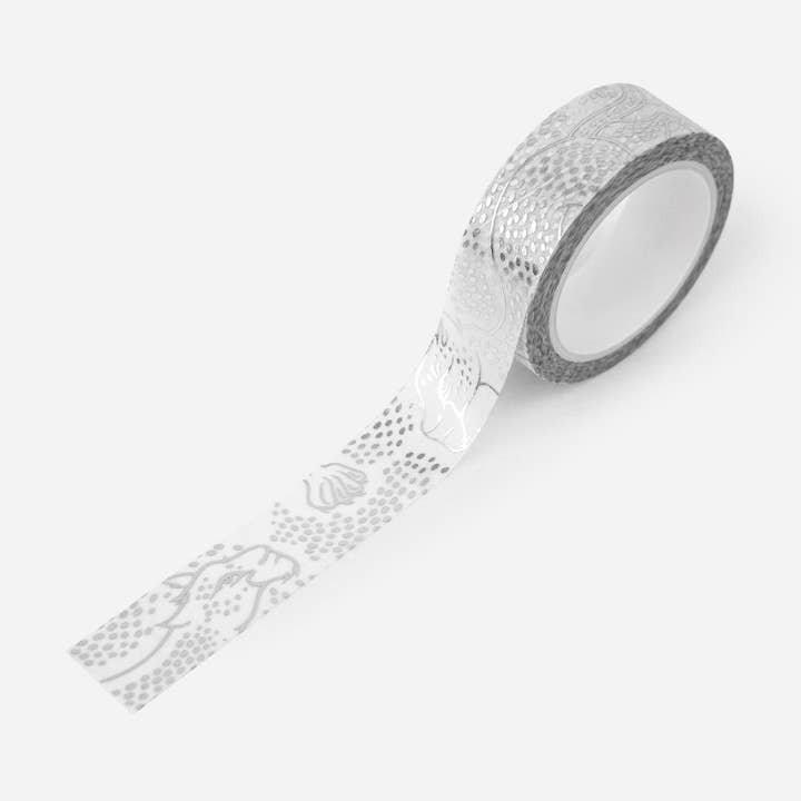 "Silver Cheetahs" Biodegradable Washi Tape for wholesale by Papergem