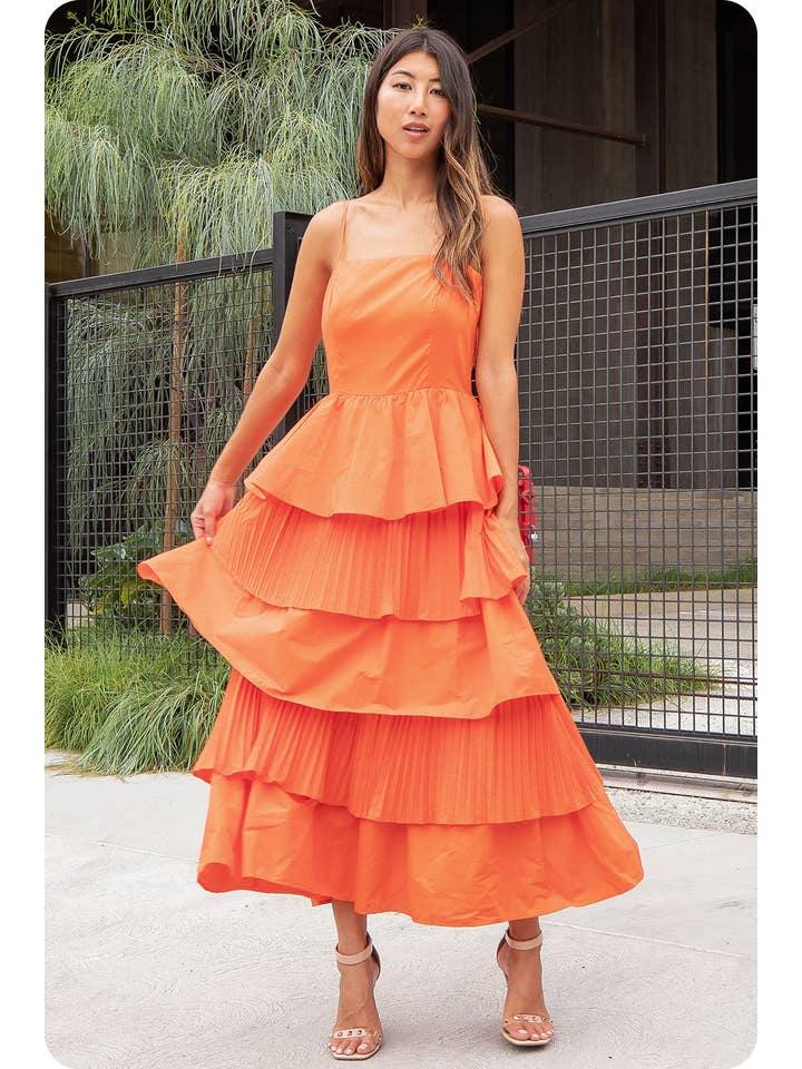 Strut & Bolt - Vendita all'ingrosso Vestito - Donna - Maxi abito in popeline a strati con pieghe miste7