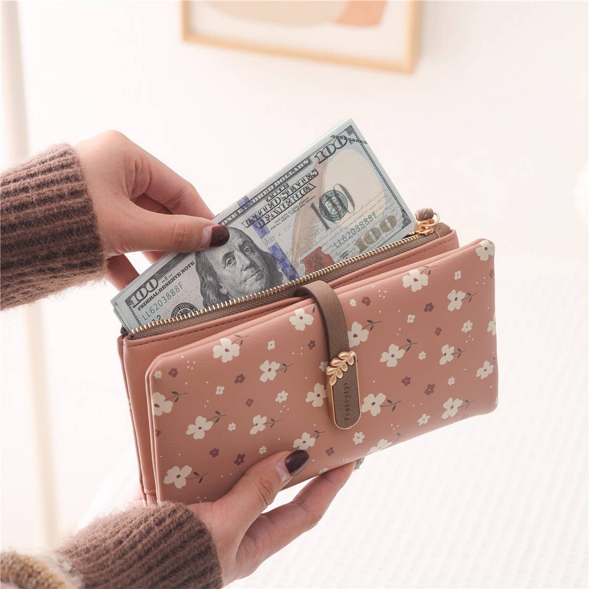 ACCITY - Wholesale Wallet - Women's - LADIES LONG SMALL FRESH PRINTED BUCKLE WALLET_CWAB23216