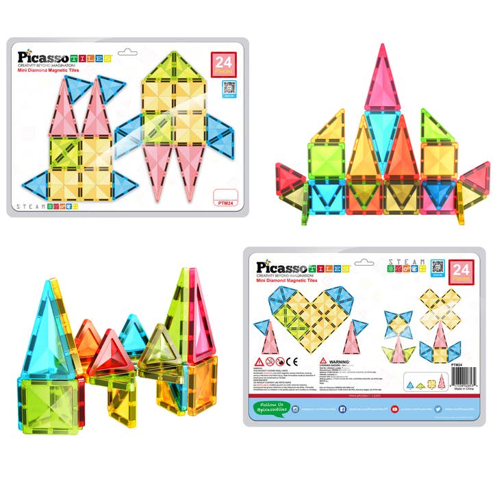 PicassoTiles 24pc Travel Size Magnetic Tile Building Set for wholesale by PicassoTiles