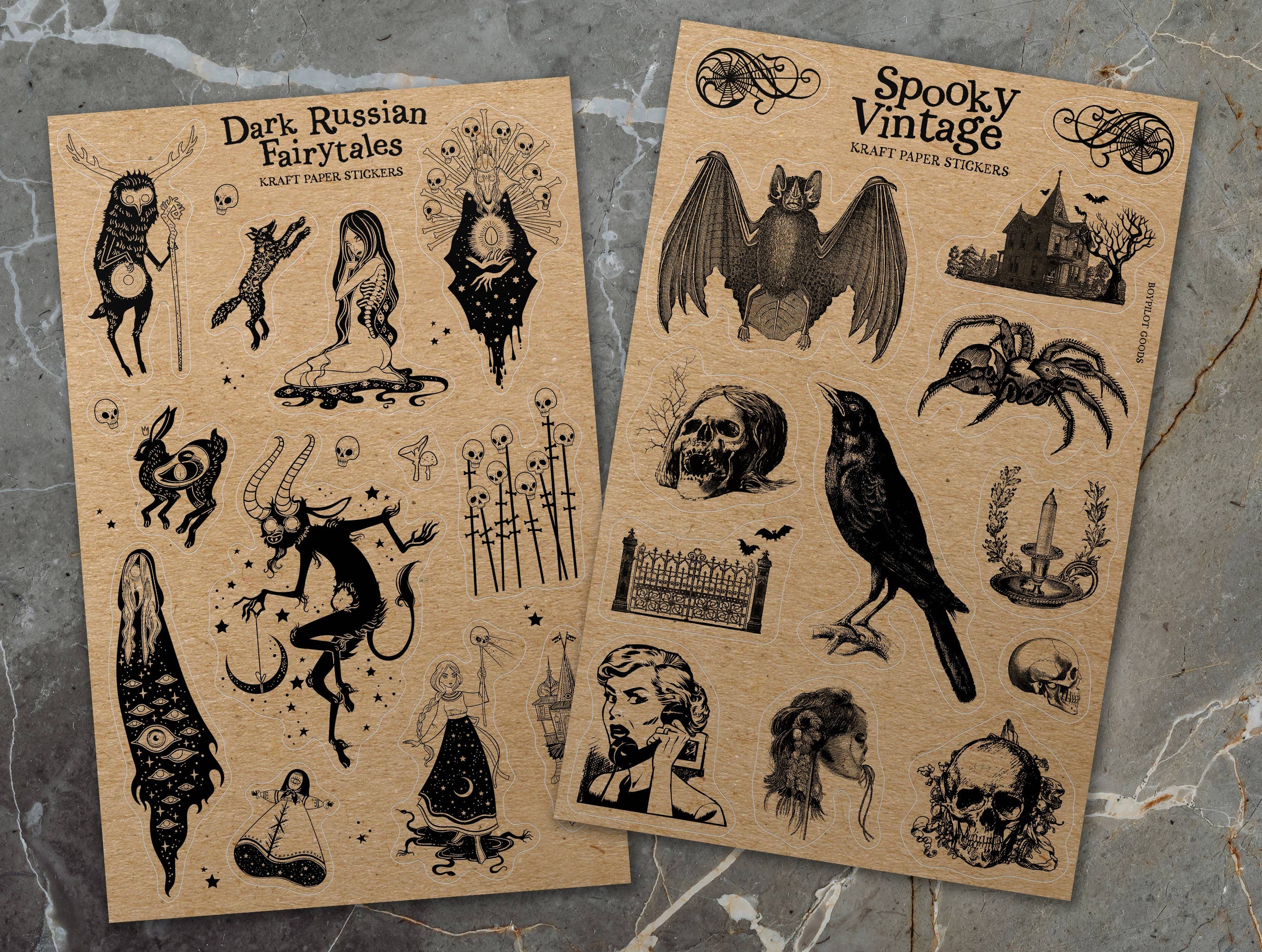 BoyPilot Goods - Wholesale Sticker - Vintage Sticker Sheets - Fairytales, Horror, Alchemy, Nature2