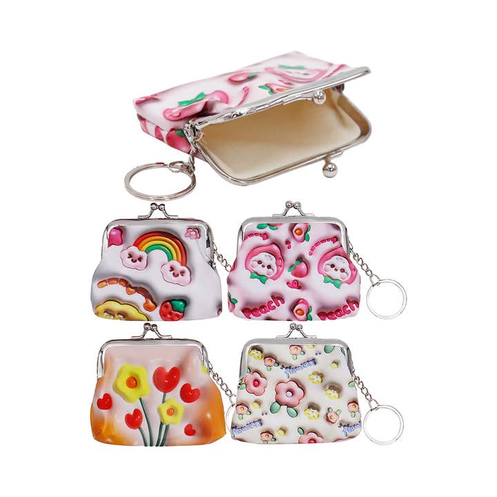 Cap Zone - Wholesale Coin Purse - Women's - Fruity Flower Kiss-Lock Coin Purse Bag