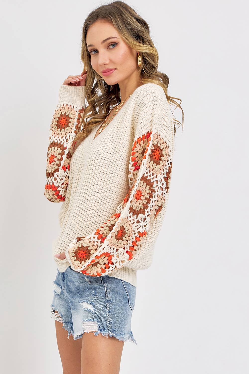 Sweet Lovely by Jen - Wholesale Knit Sweater - Women's - CROCHET PATCHWORK SWEATER31