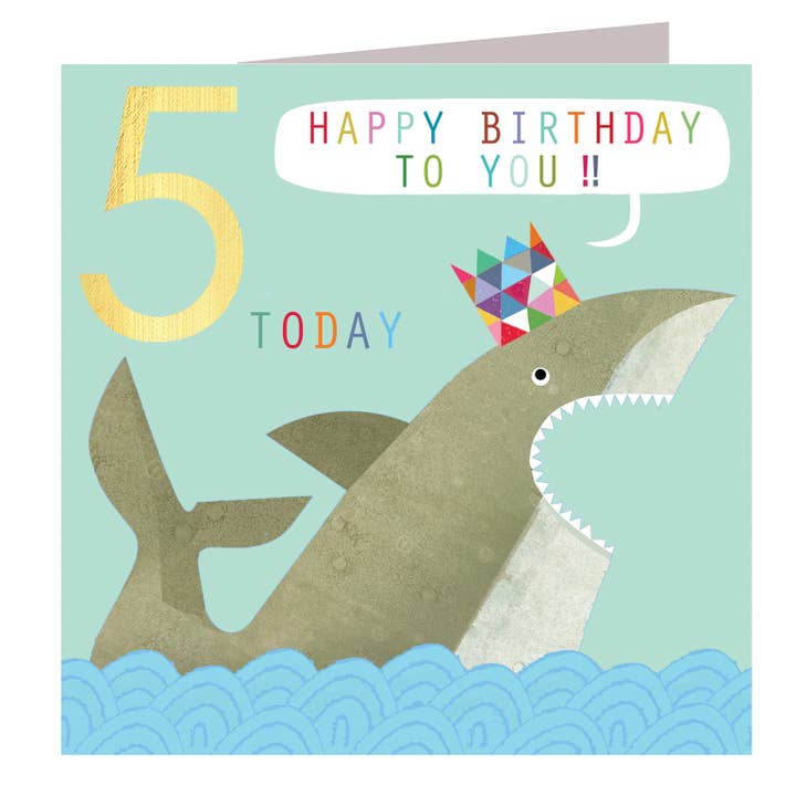Carte de 5e anniversaire CP05 Copper Foiled Shark pour la vente par Kali Stileman Publishing