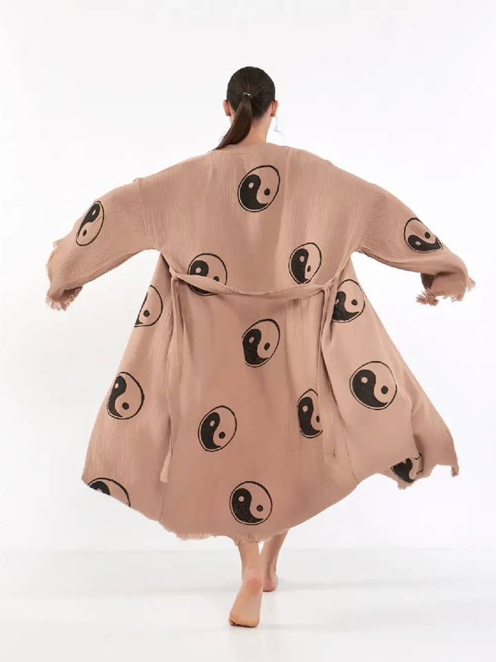 Umays Boho - Wholesale Kimono - Women's - Yin Yang Cotton Kimono, Long Kimono, Bohemian Clothing