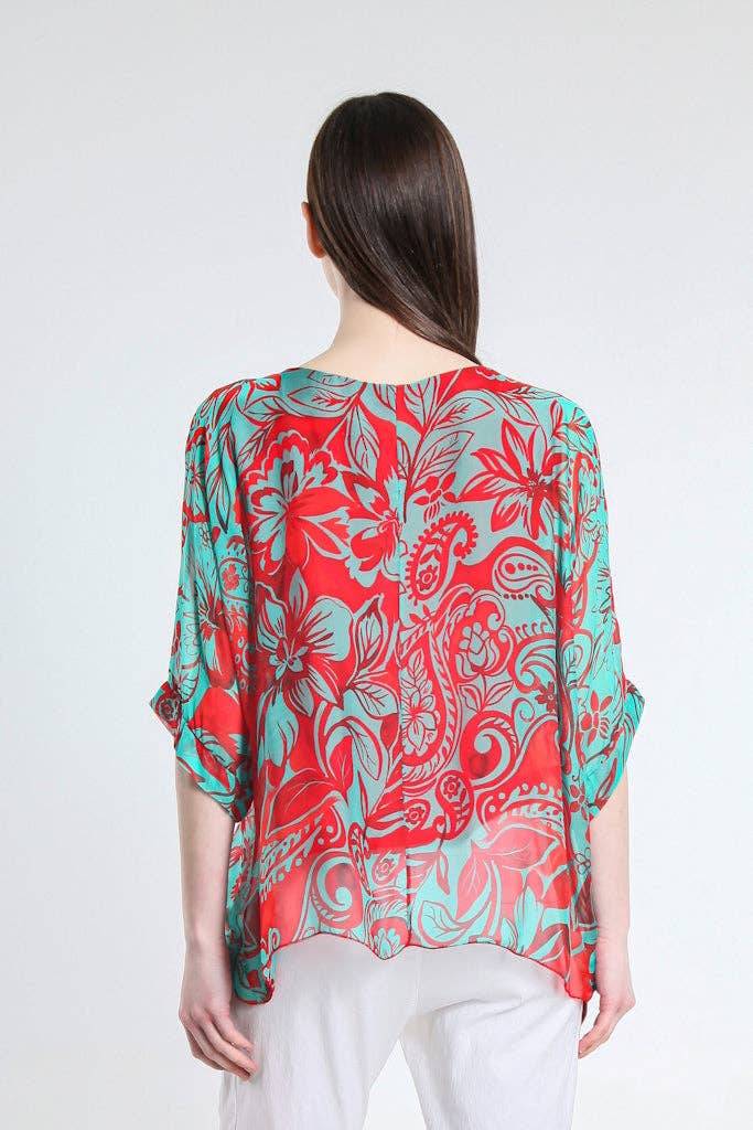 TINA Stephens Italy/Tees By Tina - Wholesale Kaftan - Women's - Marjorie Island Fantasy 3/4 Sleeve Slim Kaftan with Sim (BQ241F)7