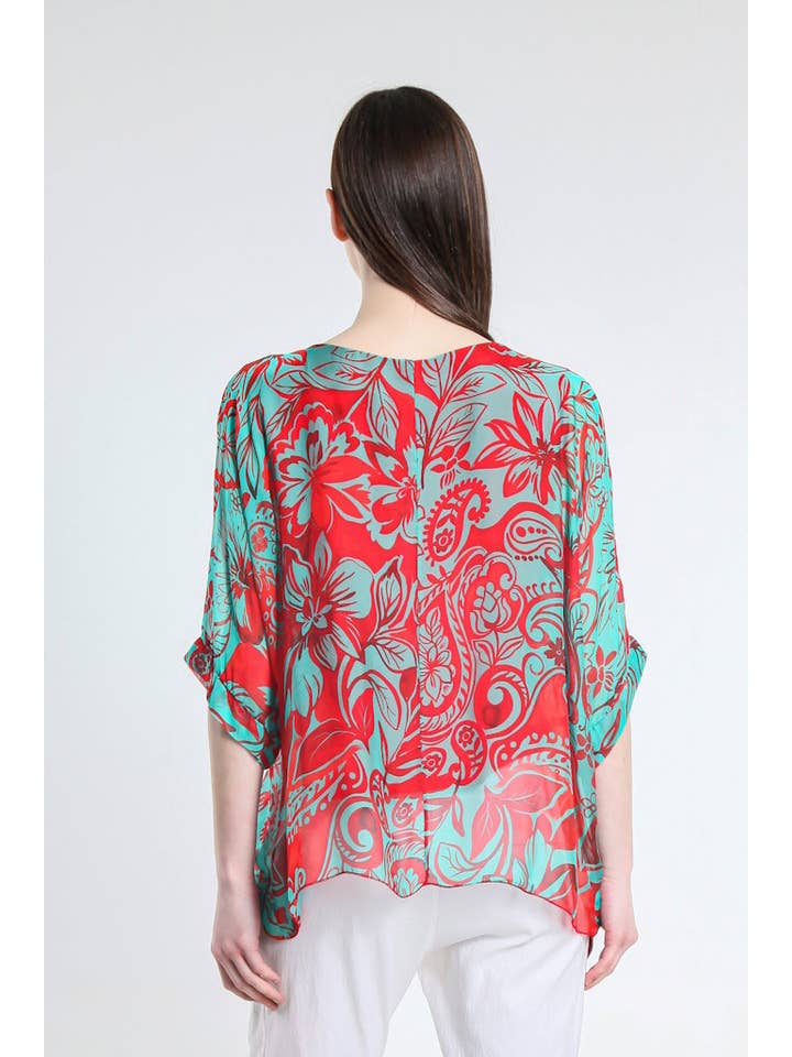 TINA Stephens Italy/Tees By Tina - Wholesale Kaftan - Women's - Marjorie Island Fantasy 3/4 Sleeve Slim Kaftan with Sim (BQ241F)7