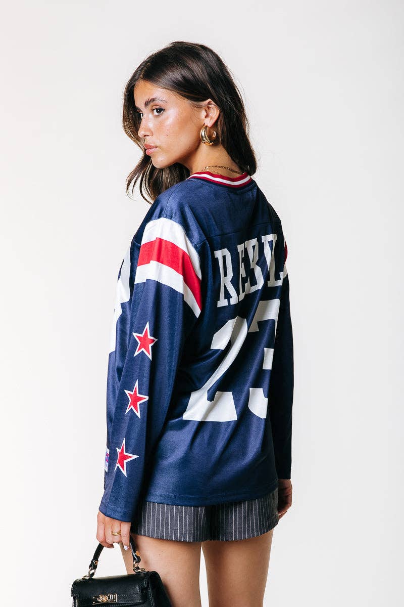 Bleu canal T-shirt de football Kayla | Bleu canal en vente sur Faire3