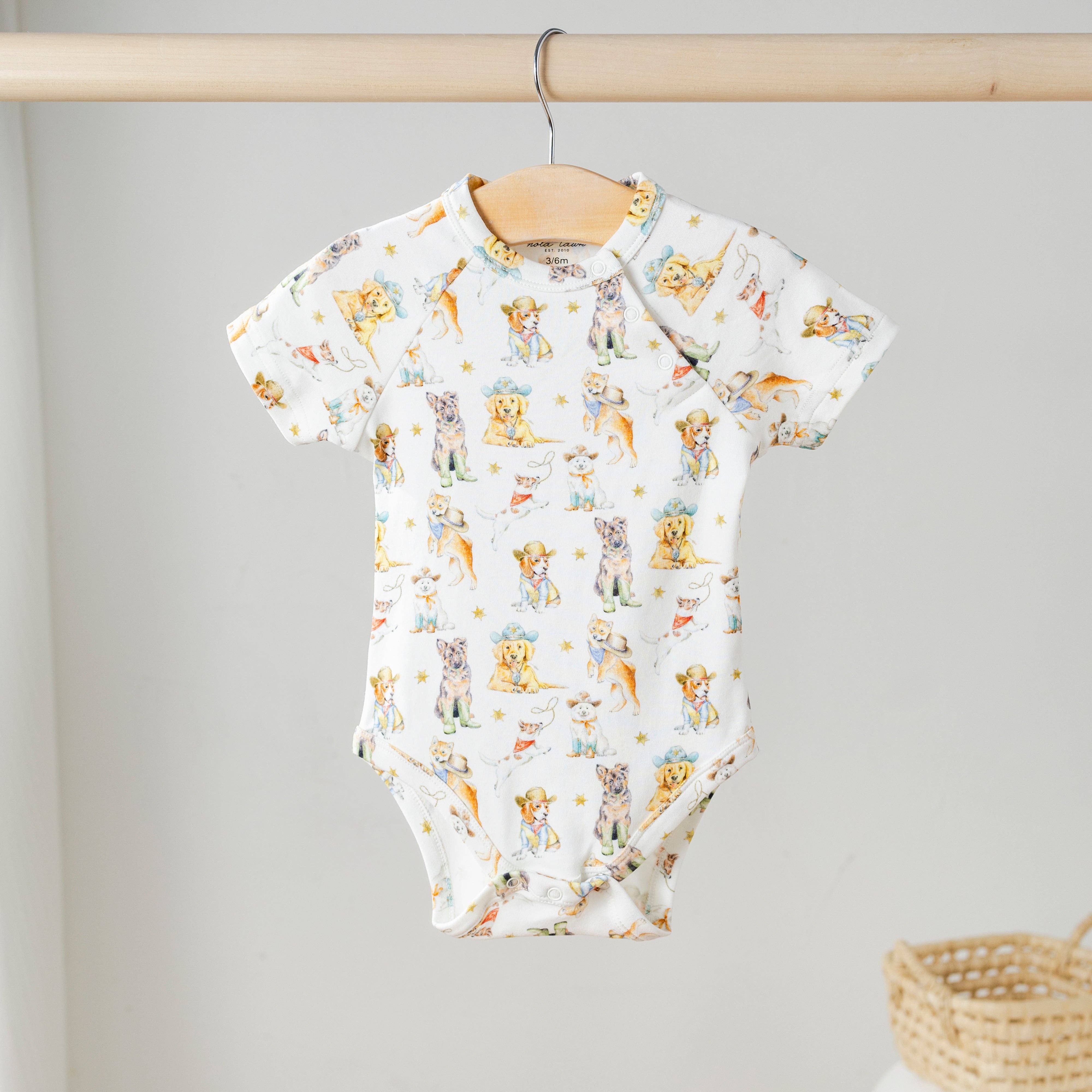 Nola Tawk - Wholesale Bodysuit (Non-Footed) - Baby - Cowboy Pups Organic Cotton Onesie0