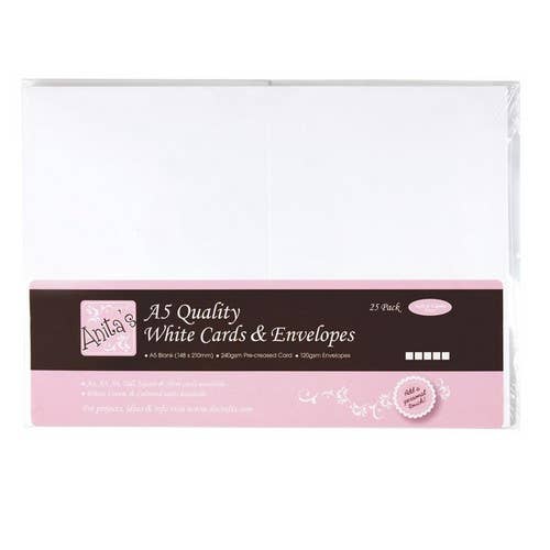 West Design Products - Wholesale Stationery/Notecard Set - Anita's Cards/Envelopes (25 Pack), White, A50