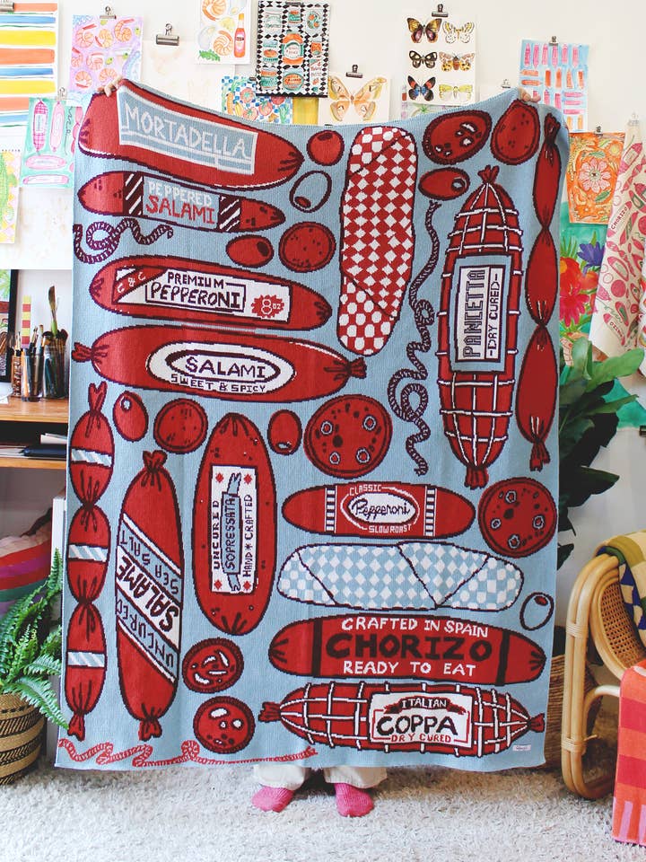 Meat Shop Knit Throw Blanket for wholesale by Calhoun & Co.