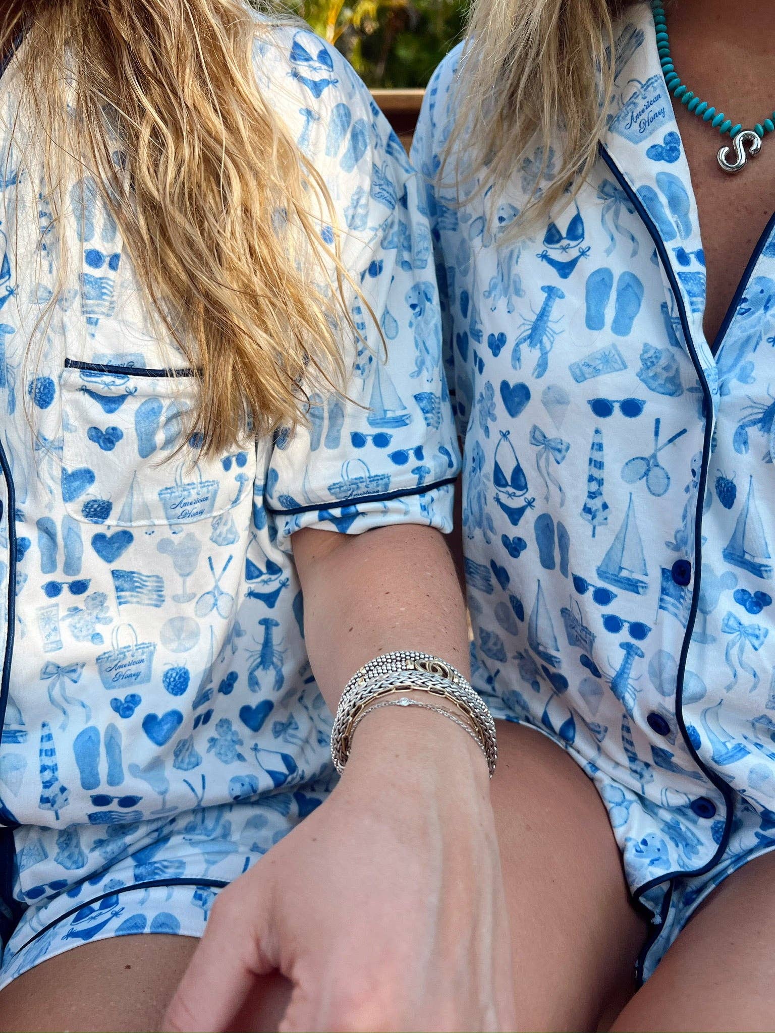 KENZKUSTOMZ - Wholesale Sleepwear Set - Women's - Blue Americana - Short Sleeve Pajama Set2