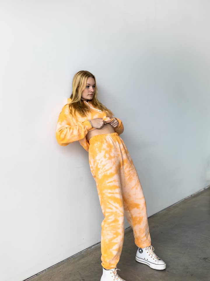 exbapparel - Wholesale Lounge Sweatpants/Joggers - Women's - Creamsicle Orange Tie Dye Sweatpants1