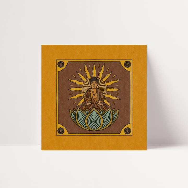 Lotus & Buddha Print for wholesale by Kick Step Design