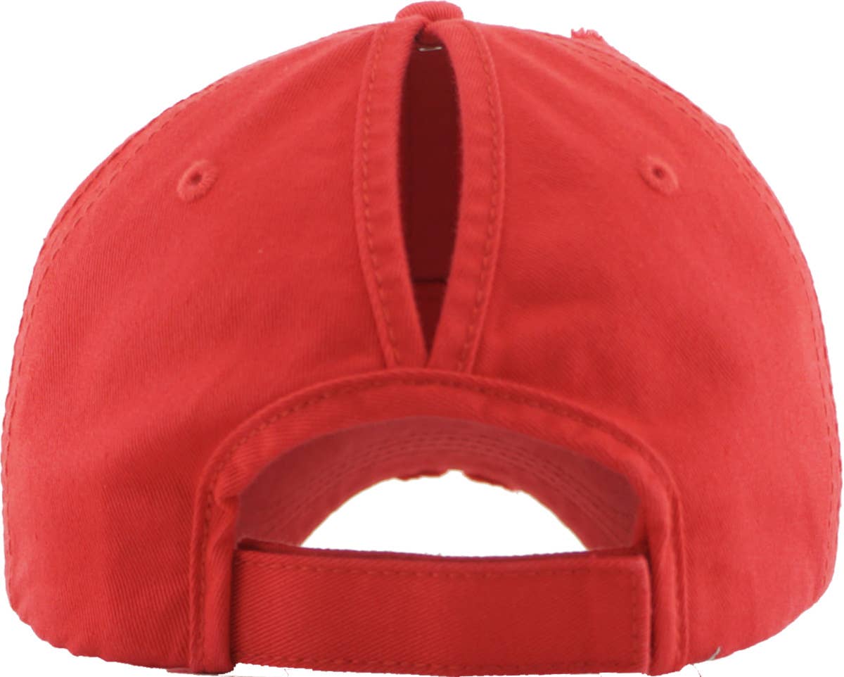 KBETHOS - Wholesale Ponytail Cap - Women's - Ponytail Washed Distressed Cotton Cap125