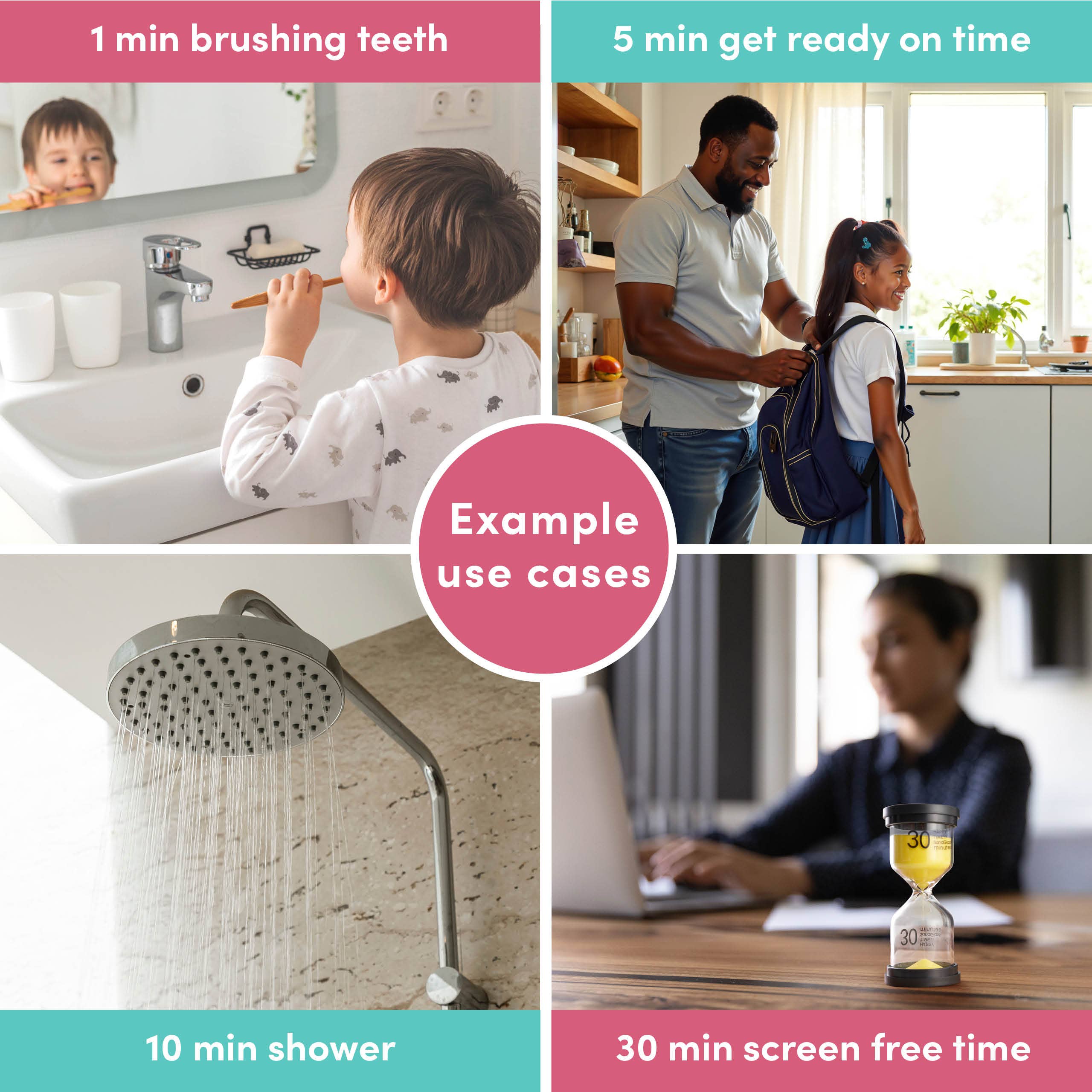 The Twiddlers - Wholesale Timer - 6 Sand Hourglass Clock Timers - 1,3,5,10,15 & 30 Minutes5