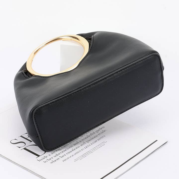 3AM BY H&D ACCESSORIES – Großhandel Henkeltasche – Damen – Faux-Leder-Tasche mit rundem Metallgriff8