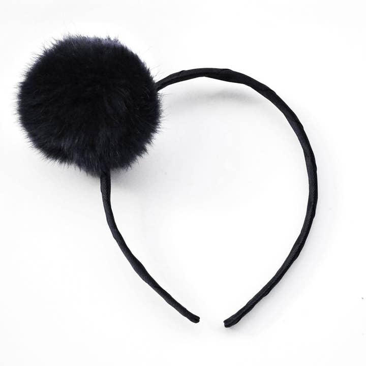 Large Black Pom Pom Alice Band for wholesale by Verity Jones London
