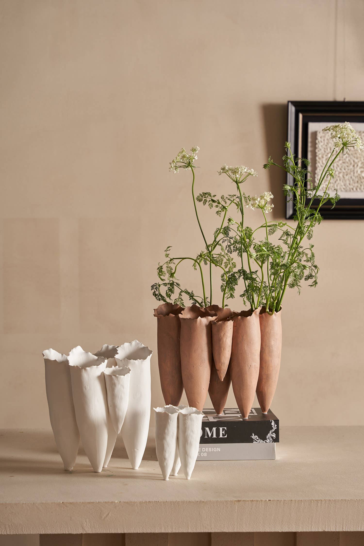 Ceramic Vase Light Gray Brown Dia 9" for wholesale on Faire1