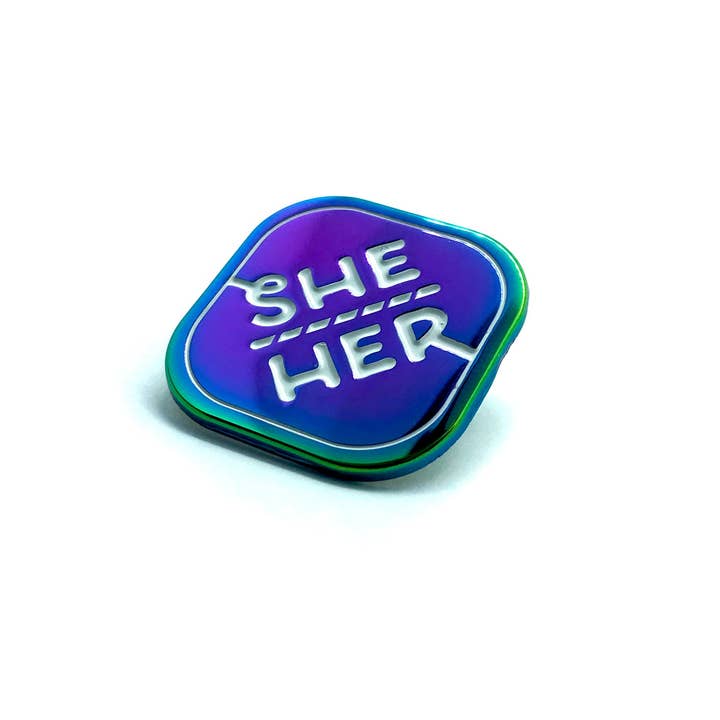 TheThirdArrow - Wholesale Lapel Pin/Button - Rainbow Metal Pronoun Pin