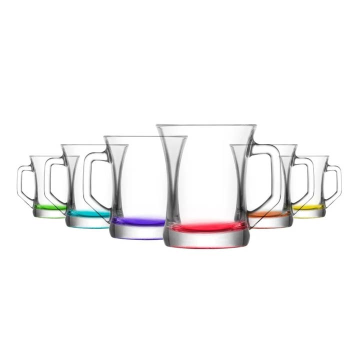 ZEN+ Colorful Mugs with Handle (Set of 6) – Tempered Glass & 6 Colors 225ml for wholesale by Biomatea