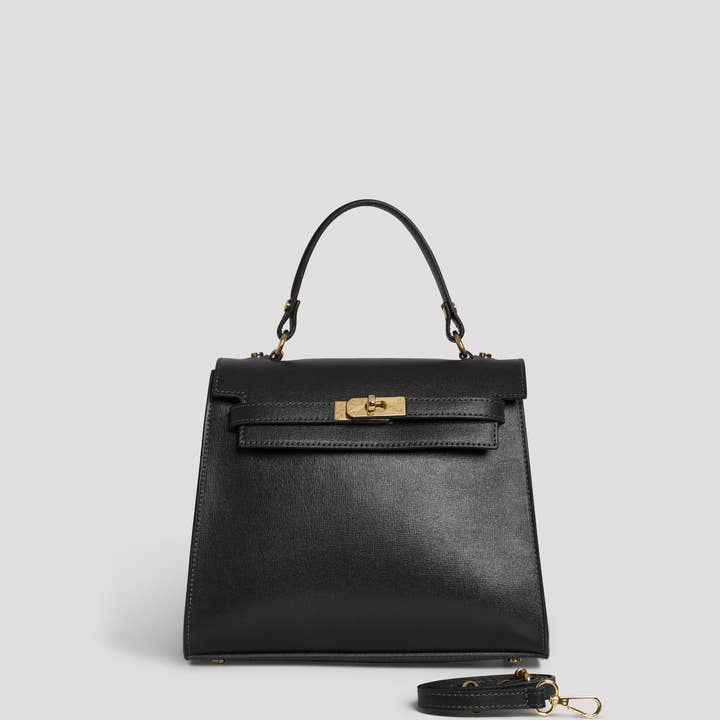 Voemièn - Wholesale Top Handle Bag - Women's - Zaira Bag in Black Saffiano Leather4