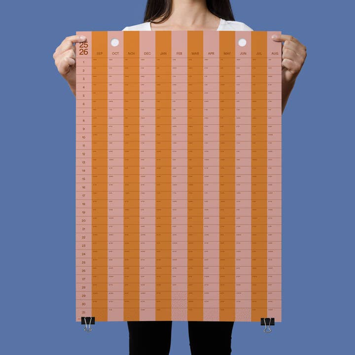 Academische jaarkalender 2025-2026 met kleurrijke strepen 50x70 cm voor wholesale door Yearcalendar