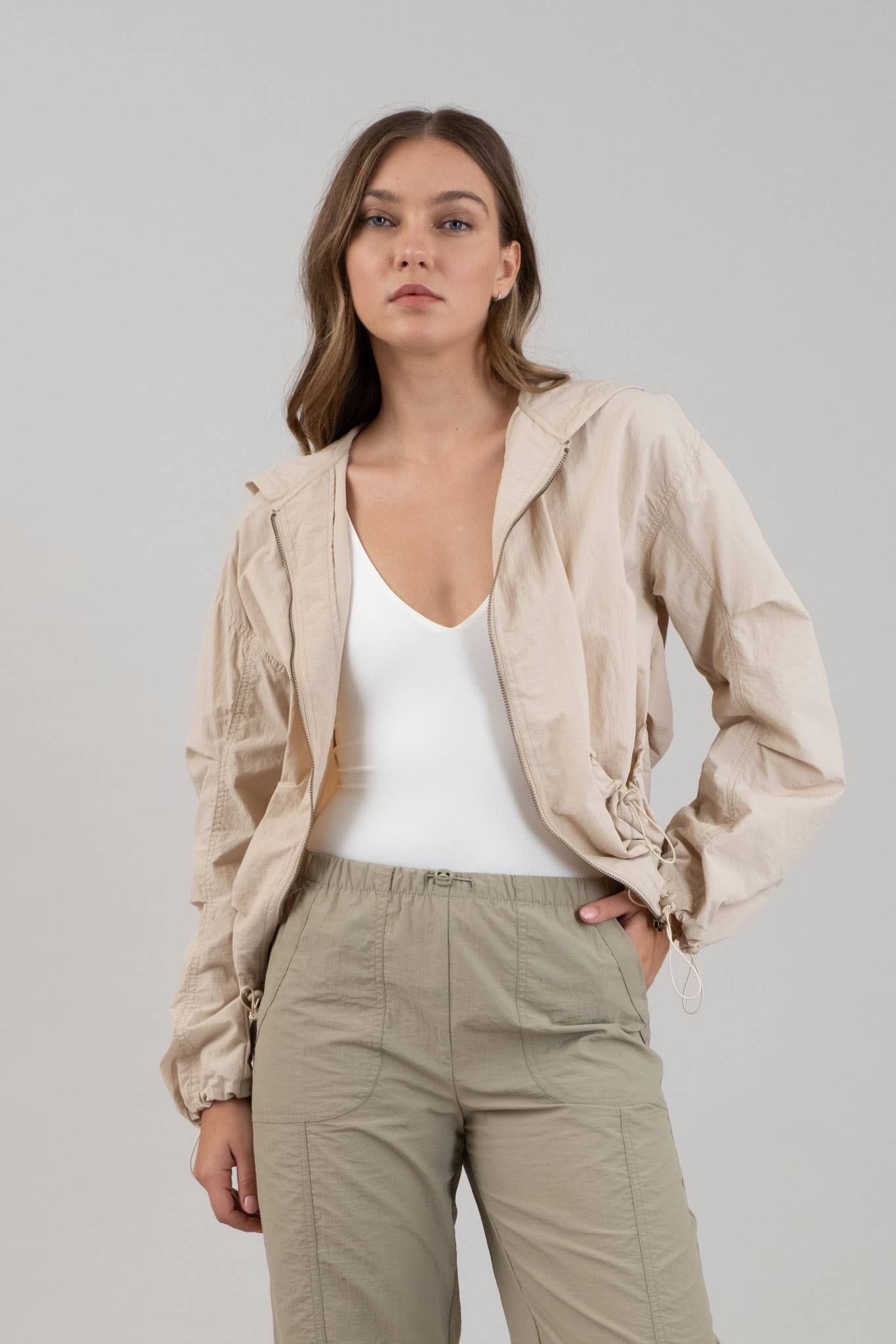 The Workshop Studio - Wholesale Jacket - Women's - ZIP UP DRAWSTRING HOODED JACKET18