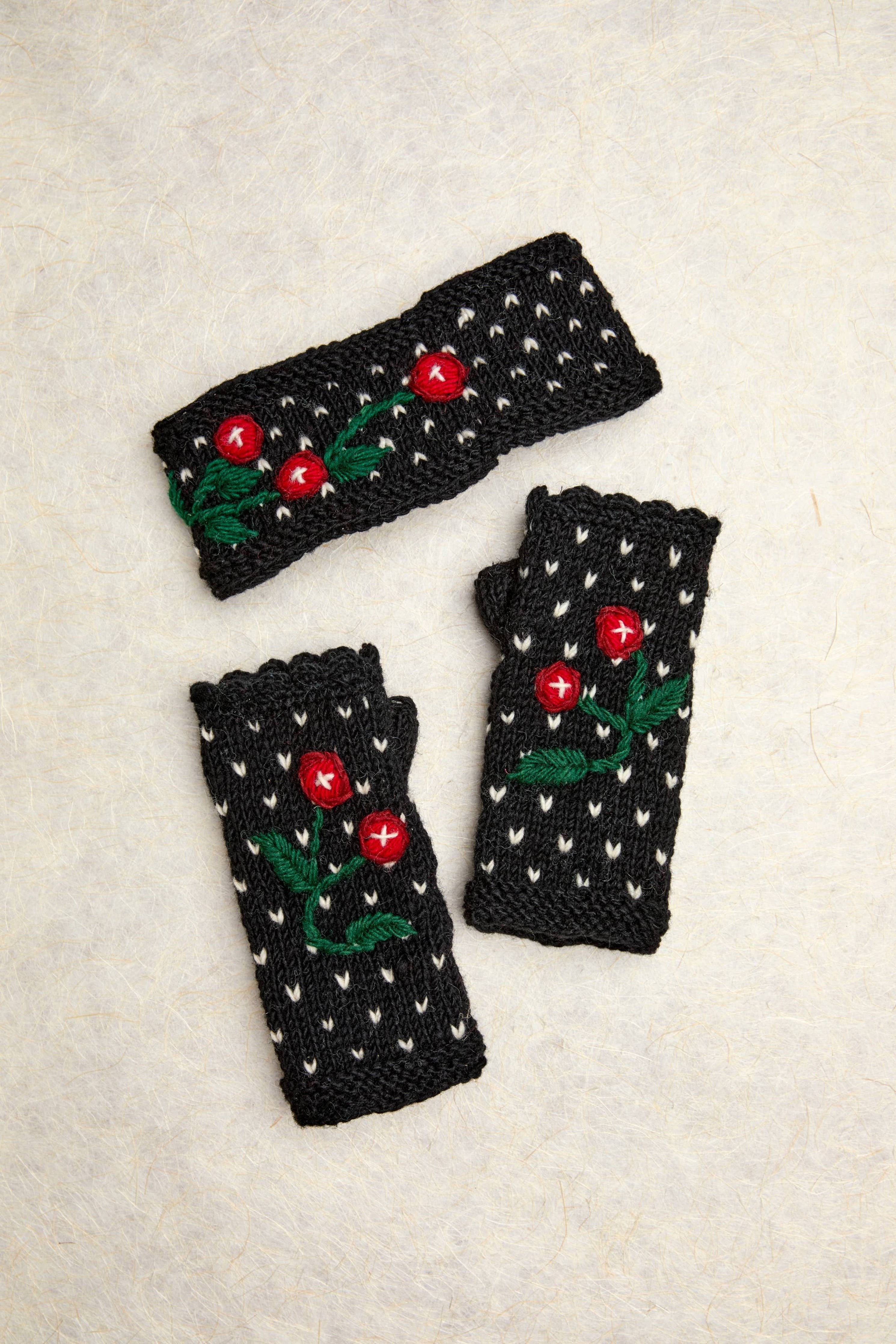 By Many Hands - Wholesale Hand Warmer - Cherries Noir Knit Handwarmers4