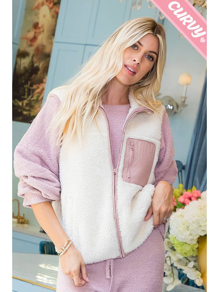 Sweet Lovely by Jen - Wholesale Outerwear Vest - Women's - SW459PL SHERPA VEST2