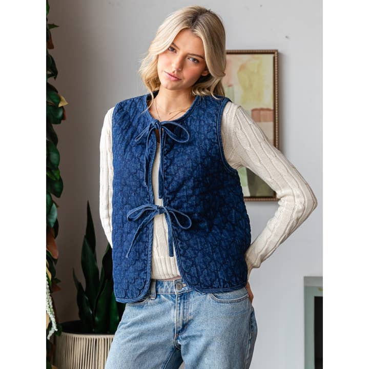 Denim Quilted Vest for wholesale on Faire