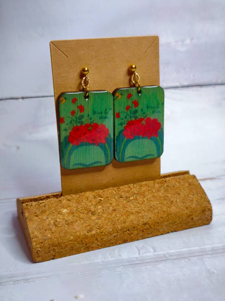 Frida Kahlo Oorbellen Houtlijn voor wholesale door fimminà sicily boutique
