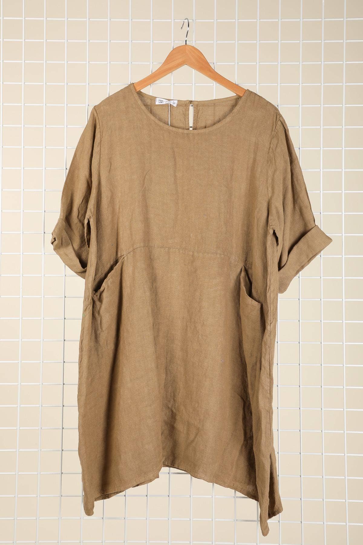 la maison des fibres naturelles – Engroshandel Kjole - Dame – Kort hørkjole med rund hals i 100 % hør 671922