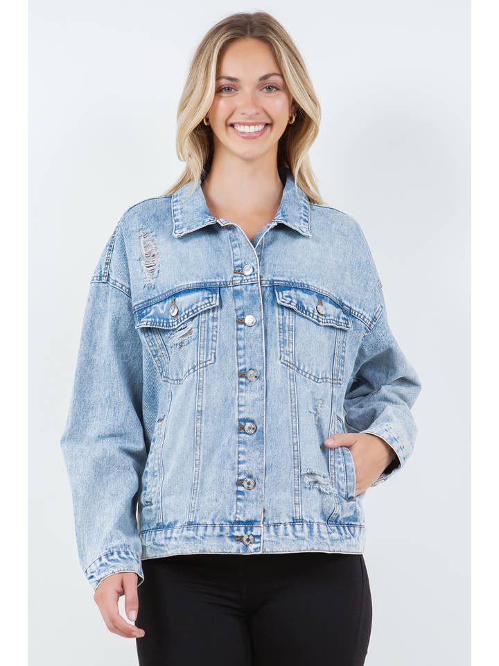 LT WASH Relaxed Denim Jacket, Oversized Denim Jacket for wholesale on Faire