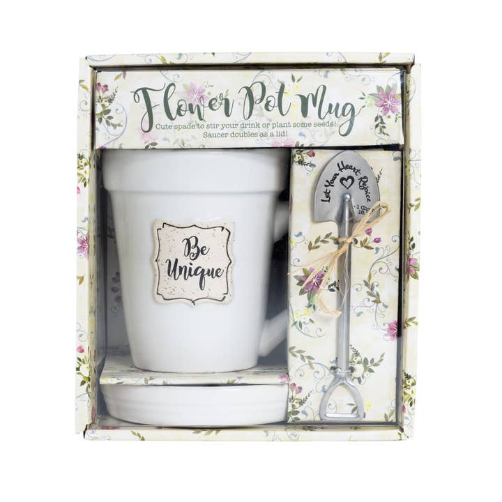 Divinity Boutique - Wholesale Coffee Mug - White Flower Pot Mug w/Scripture - Be Unique