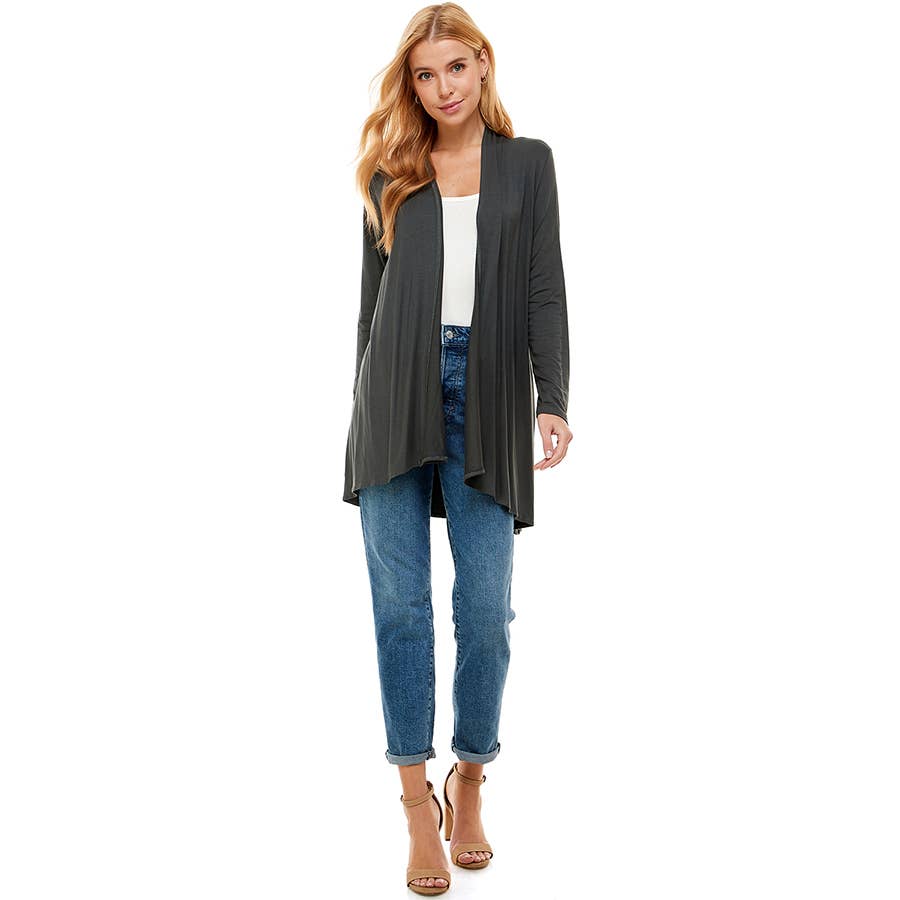 Azules Clothing - Venta al por mayor Cárdigan - Mujer - Cárdigan drapeado de manga larga con parte delantera abierta62