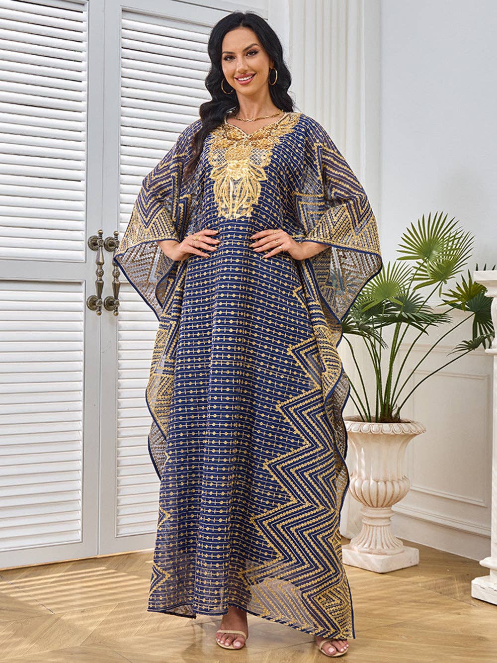 Blue 2025 NEW Dubai Abaya Dress Embroidered Elegance for wholesale on Faire12
