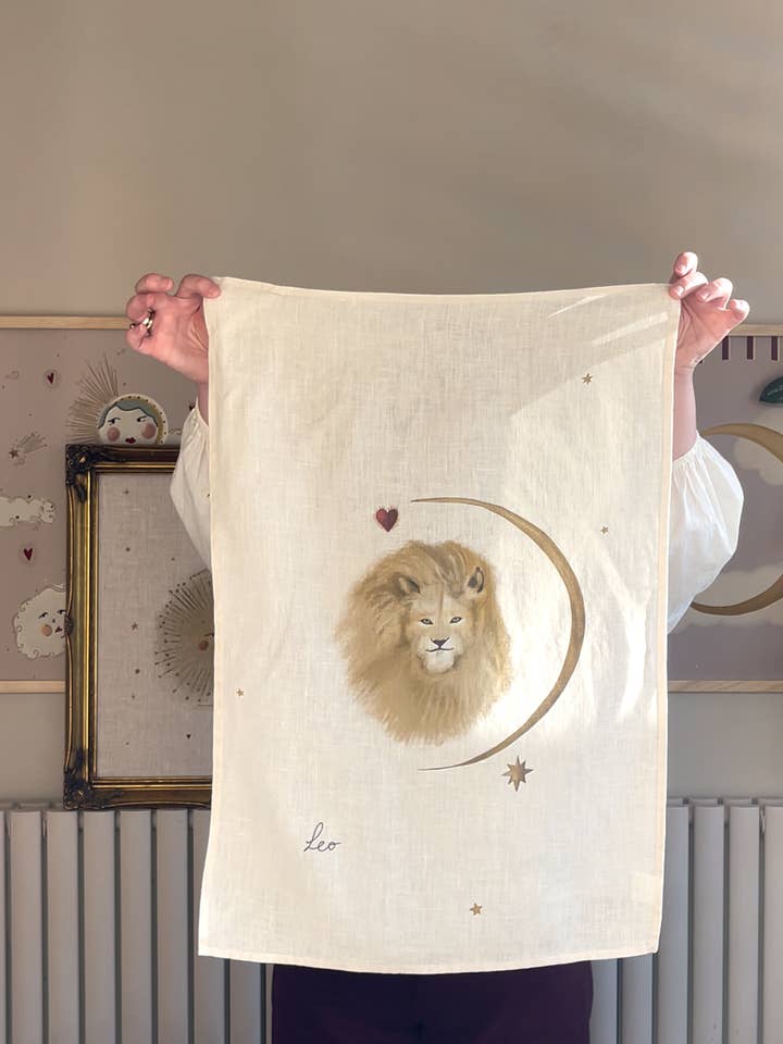 Linen Tea Towel "Leo" for wholesale by Queen of the Rodeo