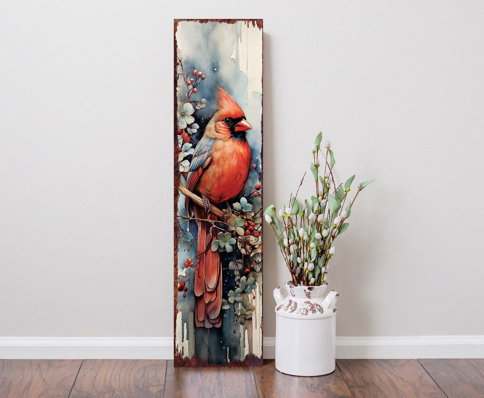 TX USA Corporation – Arte de parede de Natal por atacado – Placa de Boas-Vindas de Natal com Cardeal Vermelho para a Varanda | Presente de Decoração de Férias em Estilo Rústico3