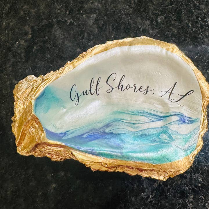 Shells by Shea - Wholesale Jewelry Dish - Personalized Blue Oyster Trinket Dish, Oyster Trinket Dish1