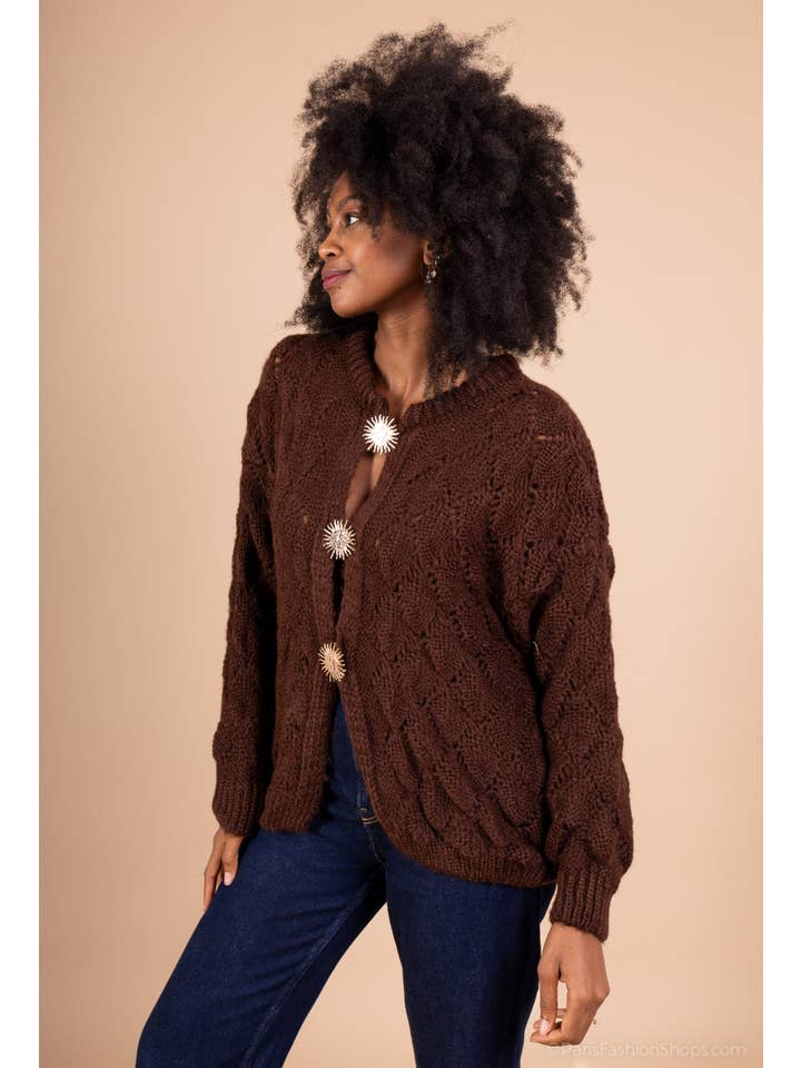 Shyloh - Wholesale Cardigan – Women’s - Mohair cardigan 3 sun brooches 4100216