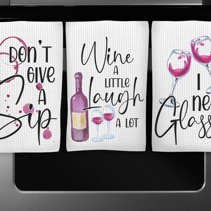 Custom Wine Kitchen Towel (set 3) for wholesale by Regina Lynn Design Home Edition