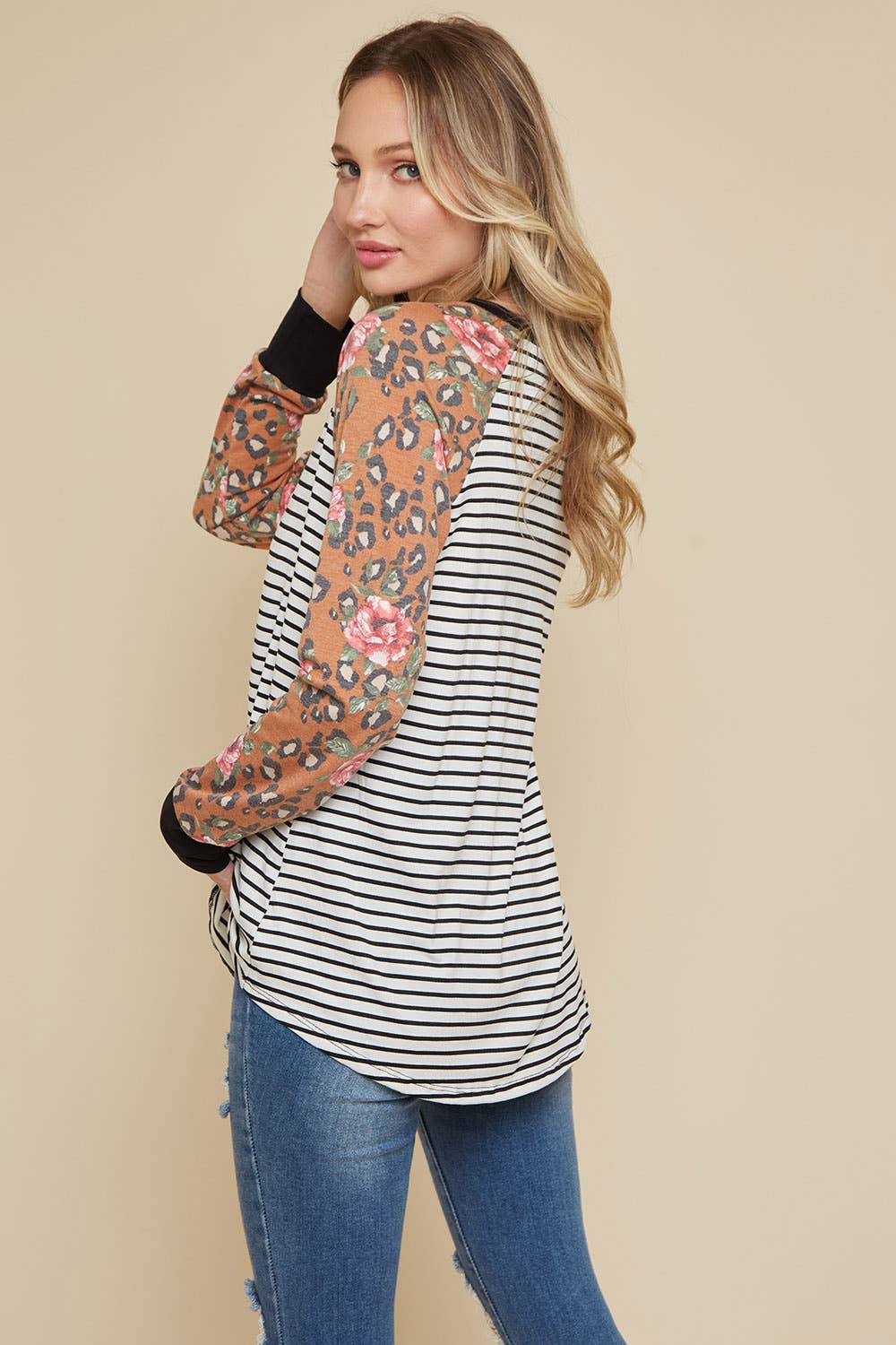 lovely melody – wholesale Tunika - Dam – LMT2704-i en blixt Leopard Raglan Top15