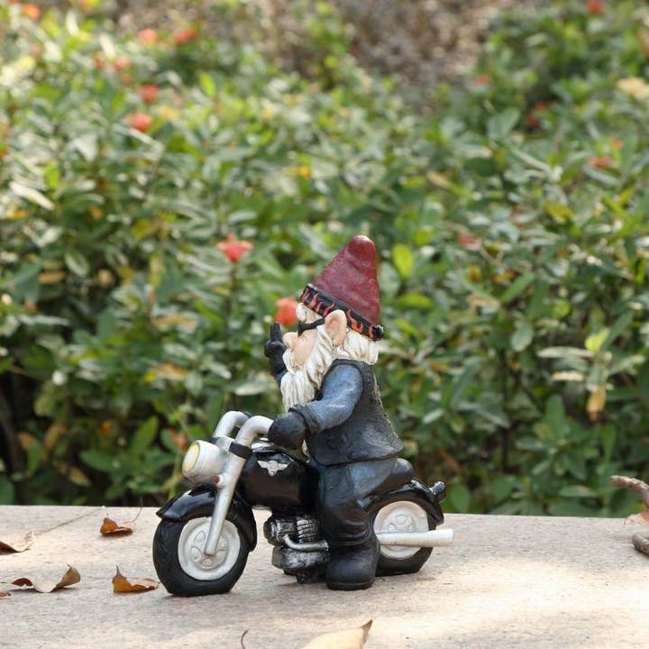 Hi-Line Gift Ltd. - Wholesale Garden Gnome - Peace Biker Gnome (Hi-Line Exclusive)