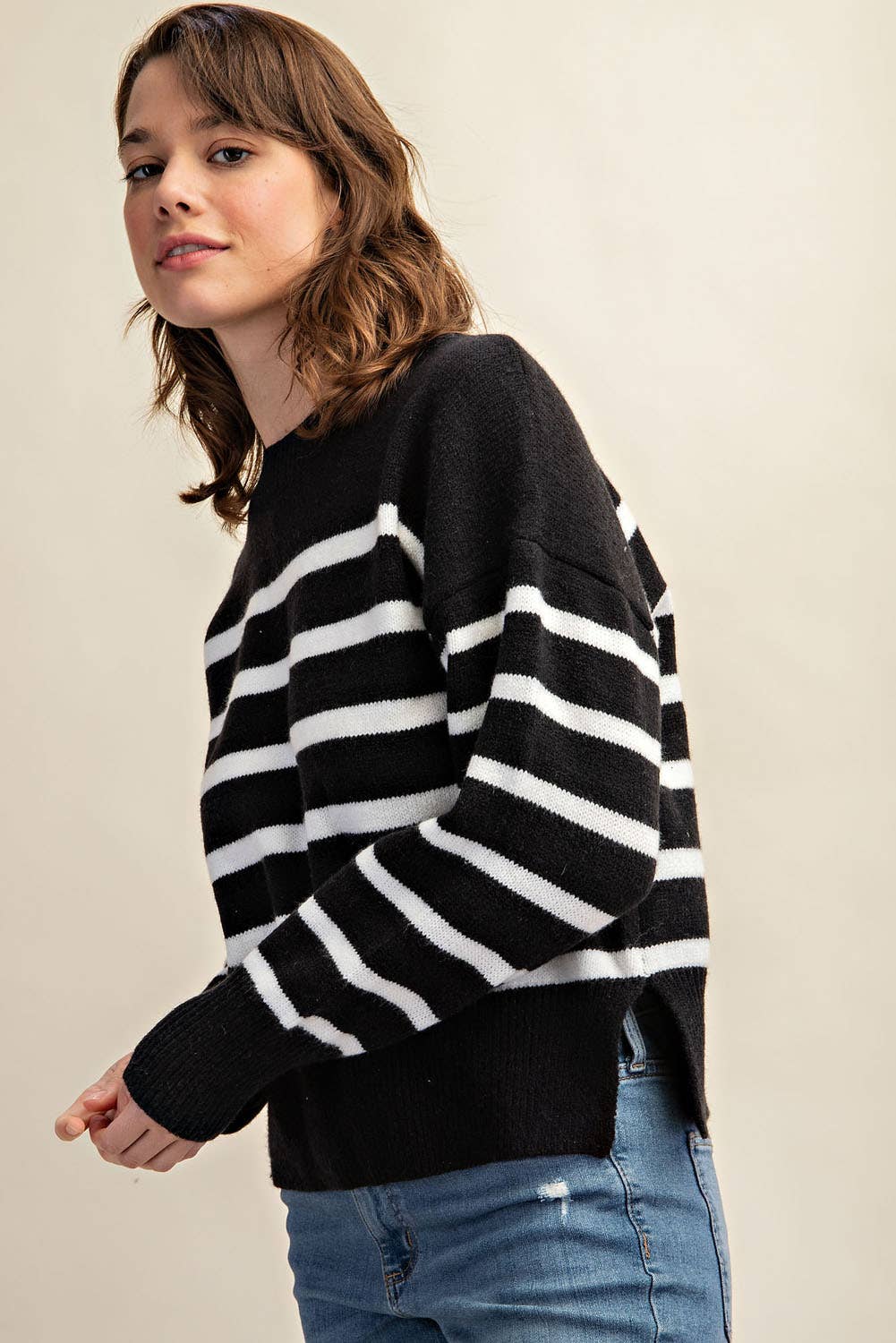 Sweet Generis - Wholesale Knit Sweater - Women's - CLASSIC STRIPE OVERSIZE PULLOVER14