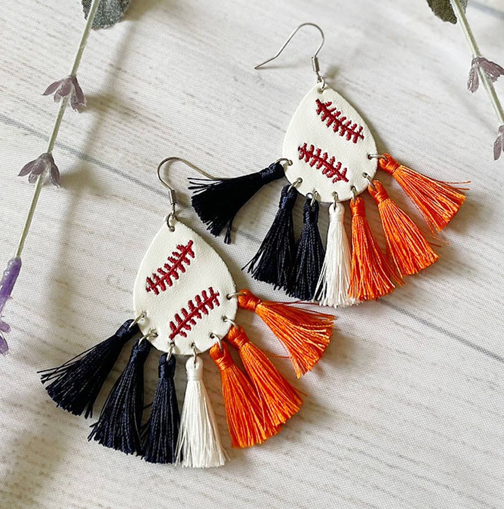 One Nine - Wholesale Tassel Earrings - Game day Earrings / Orange/Navy team0