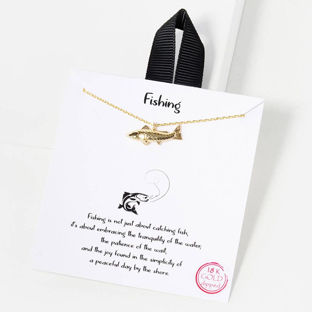 Fashion City - Wholesale Pendant/Charm Necklace - 18K Gold White Gold Dipped Fish Necklace4
